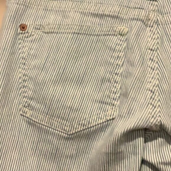 Anthro Pilcro letterpress striped Skinny Railroad blue white Jean denim 25 - Picture 9 of 16